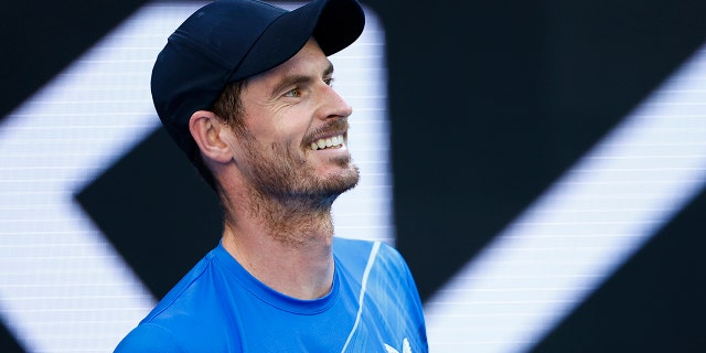 Andy Murray of Great Britain reacts in his second round singles match against Taro Daniel of Japan during day four of the 2022 Australian Open at Melbourne Park on January 20, 2022, in Melbourne, Australia.