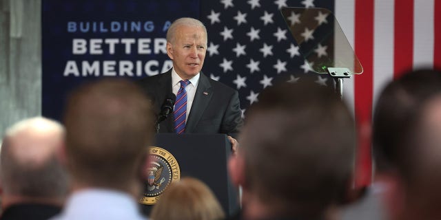 President Biden speaks during an event at the University of Wisconsin-Superior on March 2, 2022, in Superior, Wisconsin.
