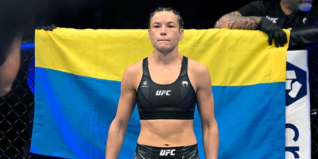 Maryna Moroz of Ukraine prepares to fight Mariya Agapova at UFC 272 on March 5, 2022 in Las Vegas, Nevada.