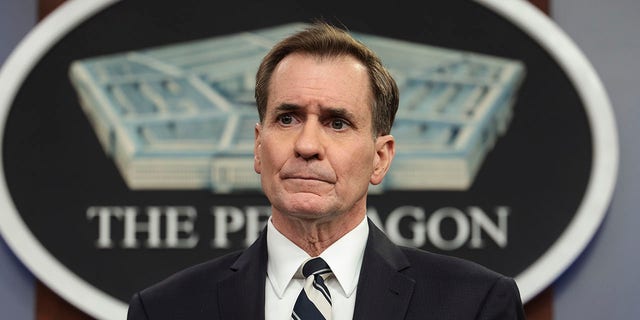 Pentagon Press Secretary John Kirby holds a news briefing at the Pentagon on March 09, 2022 in Arlington, Virginia. Kirby spoke on various topics including Russia’s invasion to Ukraine.