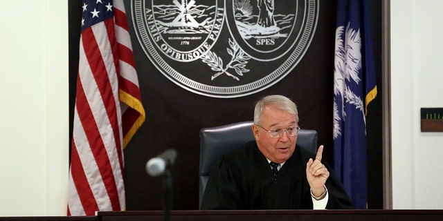 CHARLESTON, SC - JULY 16:  Circuit Court Judge J.C. Nicholson presides over a hearing involving Dylan Roof, the suspect in the mass shooting that left nine dead in Charleston church last month, July 18, 2015 in Charleston, South Carolina. (Photo by Grace Beahm-Pool/Getty Images)