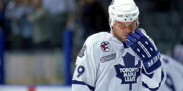 Dmitri Khristich #19 of the Toronto Maple Leafs looks on the ice during the game against the Dallas Stars at the Air Canada Centre in Toronto, Canada. The Maple Leafs defeated the Stars 4-0.