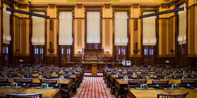 Georgia State Capitol Building, state house, interior, chamber of the State House of Representatives.
