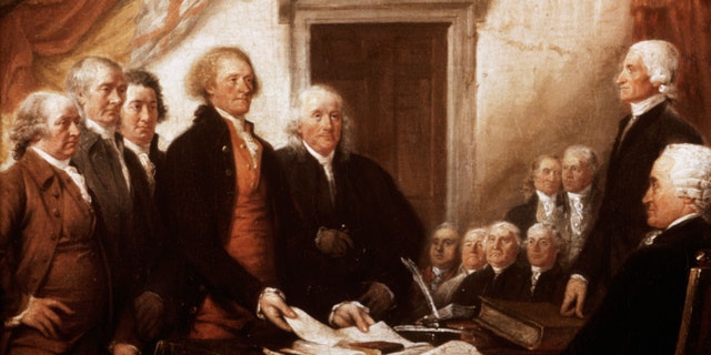 "Declaration of Independence" -- detail of the painting by John Trumbell. 