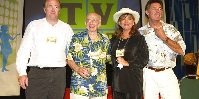 (L to R) Producer Lloyd Schwartz, producer Sherwood Schwartz, "Gilligan’s Island" actress Dawn Wells and "Brady Bunch" actor Barry Williams.