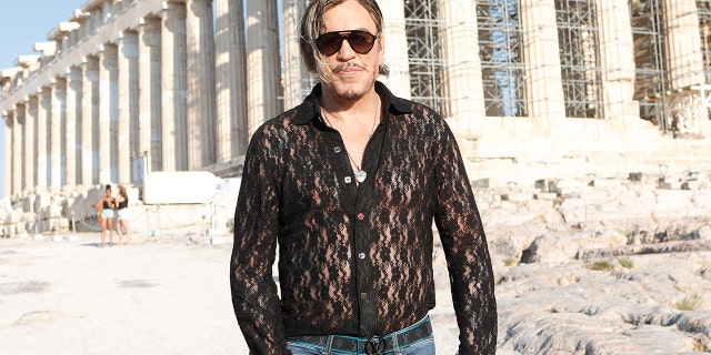 Mickey Rourke visits the Acropolis on Sept. 10, 2020, in Athens, Greece.