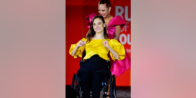 Runway of Dreams Founder and CEO Mindy Scheier and Oksana Kononets onstage during A Fashion Revolution by Runway of Dreams at The Majestic Downtown on March 8, 2022, in Los Angeles, California.