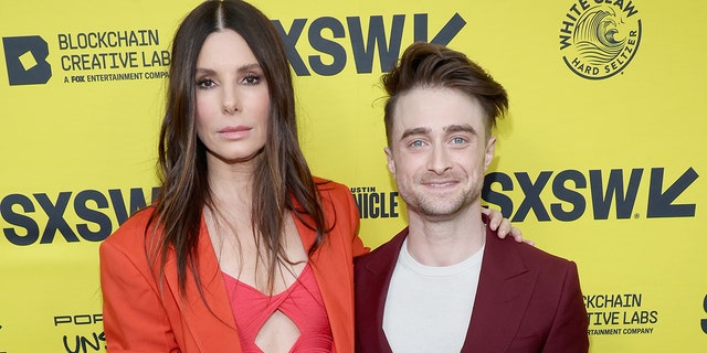 Sandra Bullock and Daniel Radcliffe attend the premiere of "The Lost City" during the 2022 SXSW Conference and Festivals on March 12, 2022, in Austin, Texas.