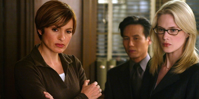 Stephanie March (right) as A.D.A. Alexandra Cabot, Mariska Hargitay as Detective Olivia Benson and B.D. Wong as Doctor George Huang in "Law &amp; Order."
