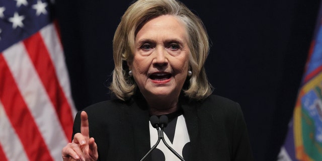 Former Secretary of State Hillary Clinton speaks during the 2022 New York State Democratic Convention at the Sheraton New York Times Square Hotel on Feb. 17, 2022 in New York City.
