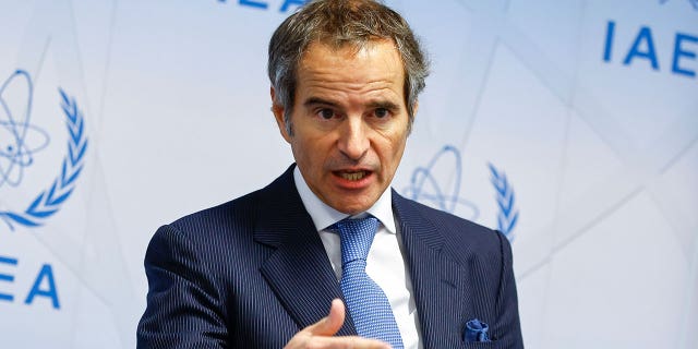 IAEA Director General Rafael Mariano Grossi speaks at a press conference in Vienna, Austria, March 7, 2022.