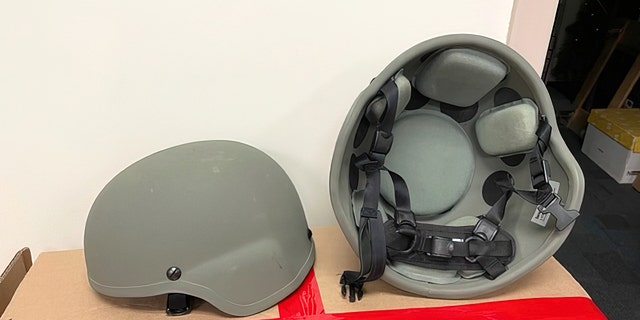 Retired ballistic helmets being sent to Ukraine.