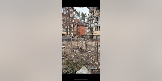 A photo of rubble in Irpin, Kyiv region of Ukraine. Photo courtesy of Anastasiia.