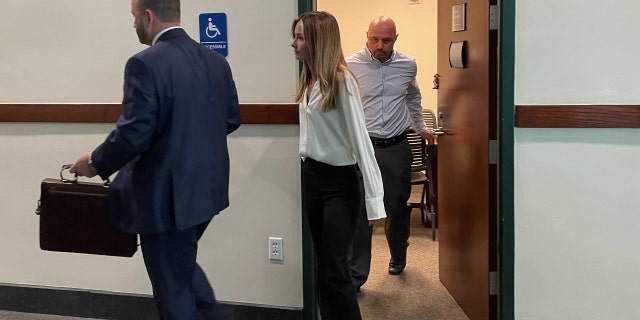 Ava Majury followed by her father, Robert Majury, in a Collier County court on March 28, 2022. (Credit: Fox News/ Audrey Conklin)