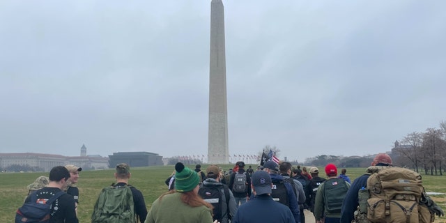 People march at the Global War on Terrorism Memorial Foundation's first annual "Ruck the Reserve" event (Fox News/ Audrey Conklin)