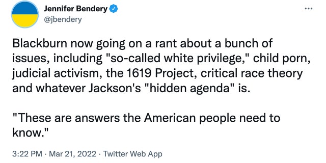 Tweet by HuffPo reporter Jennifer Bendery