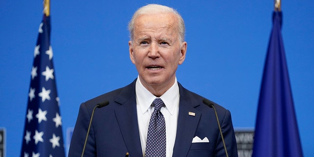 President Biden speaks about the Russian invasion of Ukraine during a news conference after a NATO summit and Group of Seven meeting at NATO headquarters, Thursday, March 24, 2022, in Brussels. 
