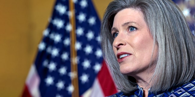 Sen. Joni Ernst, R-Iowa, speaks during a press conference following the weekly Senate Republican policy luncheon in the Russell Senate Office Building on Capitol Hill on Jan. 19, 2022, in Washington, D.C.