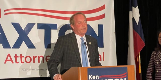 Republican Attorney General Ken Paxton of Texas speaks to supporters on primary night, in McKinney, Texas on March 1, 2022