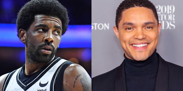 Brooklyn Nets star Kyrie Irving and Comedy Central host Trevor Noah