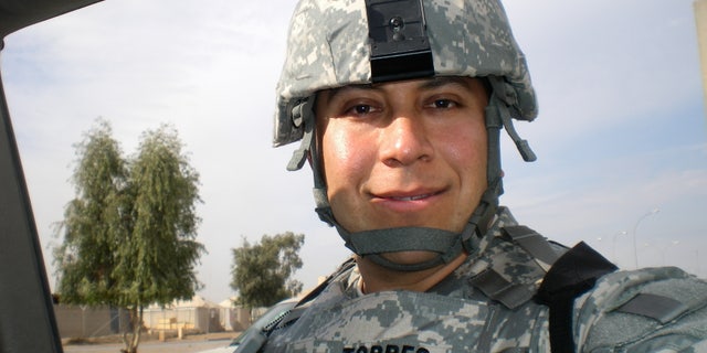 Torres was stationed at a base in Balad during the Iraq War.