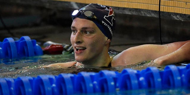 Lia Thomas looks on after winning the Women's 500 Yard Freestyle during the 2022 NCAA Division I Women's Swimming &amp; Diving Championship at the McAuley Aquatic Center on the campus of the Georgia Institute of Technology on March 17, 2022 in Atlanta, Georgia.