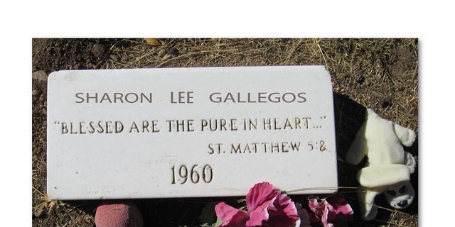 A grave marker identified the plot as that of Sharon Gallegos. 