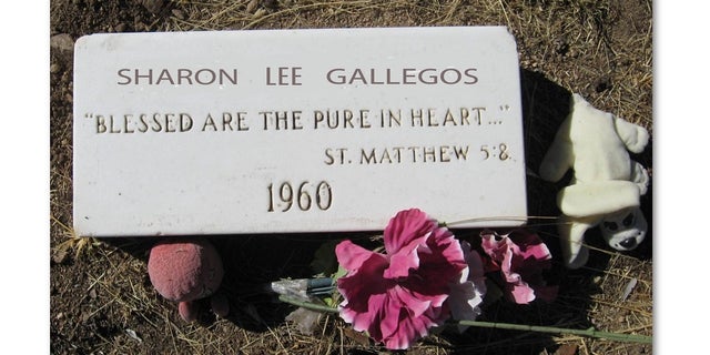 A grave marker identified the plot as that of Sharon Gallegos. 