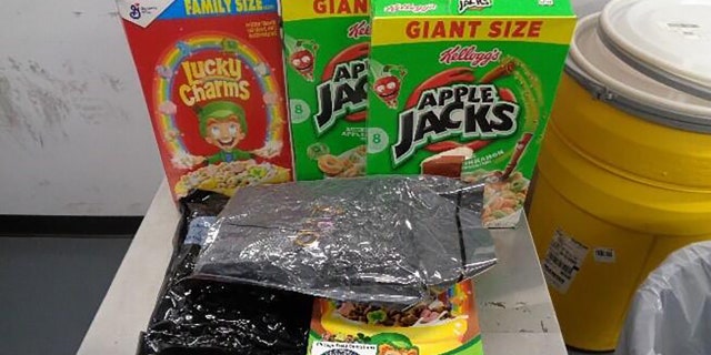 U.S. Customs and Border Protection (CBP) officers in Louisville seized four pounds of marijuana last week that was hidden inside a box of Lucky Charms cereal