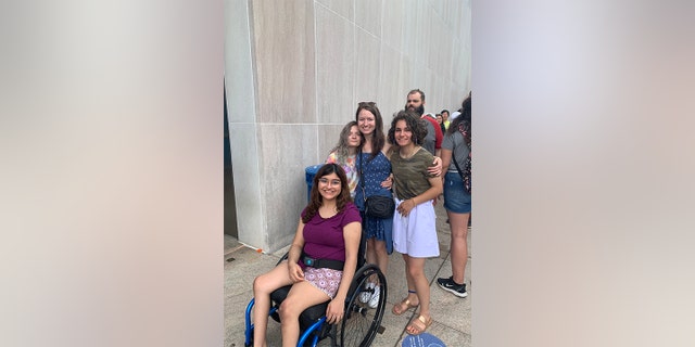 Several members of the Thompson family, including their future daughter, during a visit not long ago to Washington, D.C. "We've all previously hosted these children," said Colleen Thompson about the adoptive families she knows and is working with for the kids' safety.