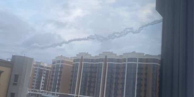 Photo of missile in Kyiv outside Rudyaga's home.