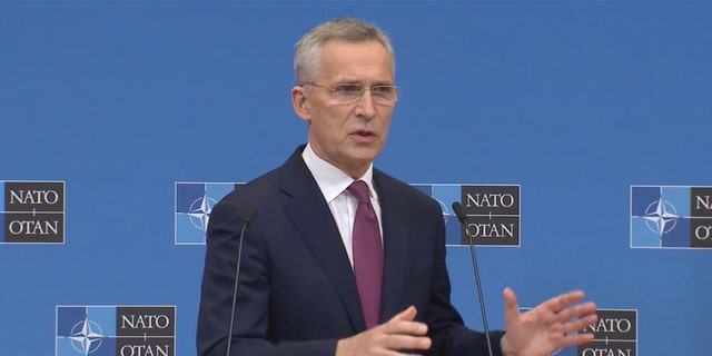 NATO Secretary-General Jens Stoltenberg took questions from reporters Friday, March 4, 2022.