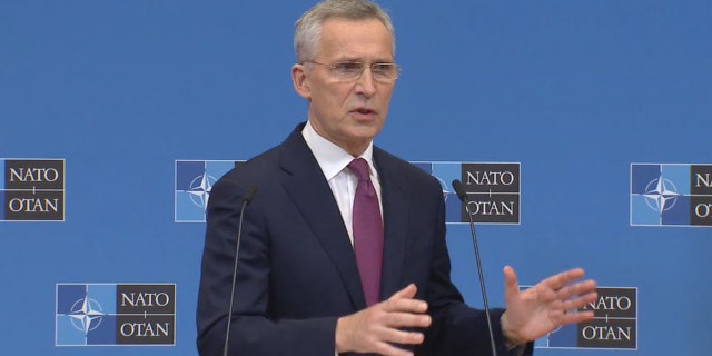 NATO Secretary Jens Stoltenberg took questions from reporters Friday, March 4, 2022.