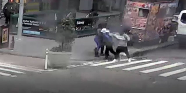 The suspect is seen shoving the 73-year-old man to the ground, kicking him multiple times and trying to steal his wallet a second time, police said.