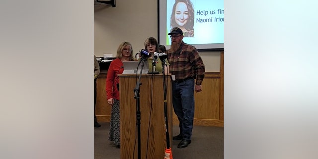 Naomi Irion's mother, sister and father speak at a March 22 press conference. 