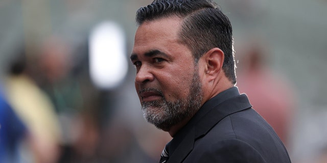 Former White Sox manager Ozzie Guillén on the field prior to game 3 of the American League Division Series against the Houston Astros at Guaranteed Rate Field on Oct. 10, 2021 in Chicago, Illinois.