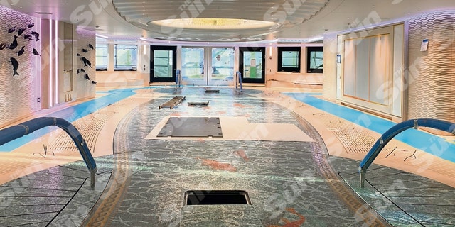 Tile dance floor that transforms into a pool on Putin's yacht.