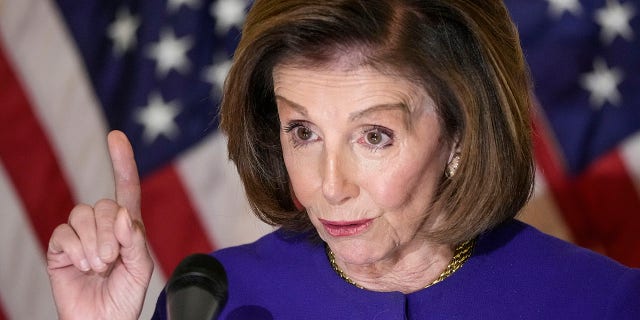 Speaker of the House Nancy Pelosi (D-CA) speaks during a dedication ceremony for a new statue of Pierre L'Enfant at the U.S. Capitol on February 28, 2022. Pierre L'Enfant was a French-American military engineer who designed the initial urban plan for  Washington, DC.