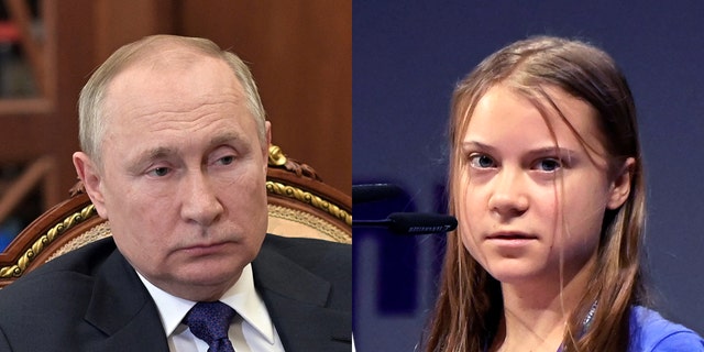 Russian President Vladimir Putin and Swedish climate activist Greta Thunberg