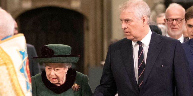 On March 29, Queen Elizabeth was accompanied by her son Prince Andrew for the Service of Thanksgiving honoring her late husband Prince Philip.
