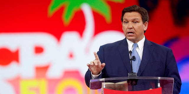 Florida Governor Ron DeSantis speaks at the Conservative Political Action Conference (CPAC) in Orlando, Florida, US February 24, 2022. REUTERS/Octavio Jones/File Photo