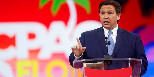 U.S. Florida Governor Ron DeSantis speaks at the Conservative Political Action Conference (CPAC) in Orlando, Florida, U.S. February 24, 2022. REUTERS/Octavio Jones/File Photo