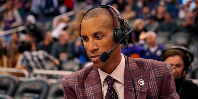 TNT announcer Reggie Miller prior to a Phoenix Suns game against the New Orleans Pelicans at Talking Stick Resort Arena Nov. 21, 2019.