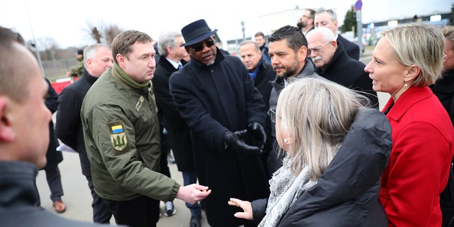 Maksym Kozytskyy, the governor of Lviv, Ukraine, meets with members of Congress at the Polish-Ukrainian border on the weekend of March 4, 2022. Photo courtesy of the House Foreign Affairs Committee, with permission . 