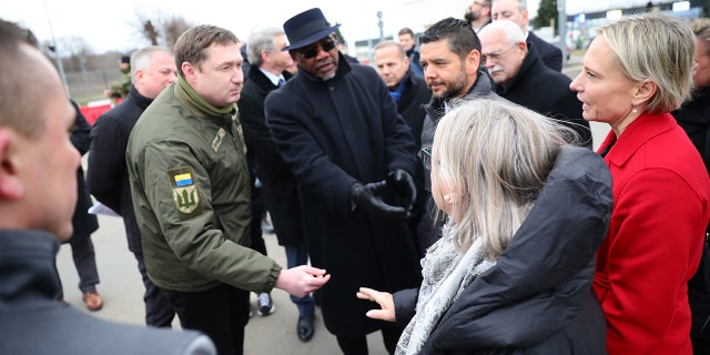 Maksym Kozytskyy, the governor of Lviv, Ukraine, meets with members of Congress at the Polish-Ukrainian border on the weekend of March 4, 2022. Photo courtesy of the House Foreign Affairs Committee, with permission .