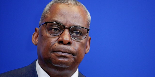 U.S. Defense Secretary Lloyd Austin attends a news conference following a NATO Defence Ministers meeting in Brussels, Belgium, Feb. 17, 2022.