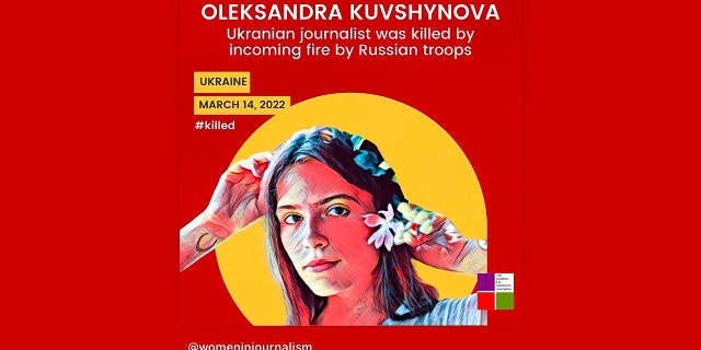 A Twitter account celebrating women in journalism paid tribute to Oleksandra "Sasha" Kuvshinova.