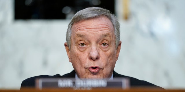 Sen. Dick Durbin, D-Ill., Chairman of the Senate Judiciary Committee, at Capitol Hill in Washington, Tuesday, March 22, 2022.