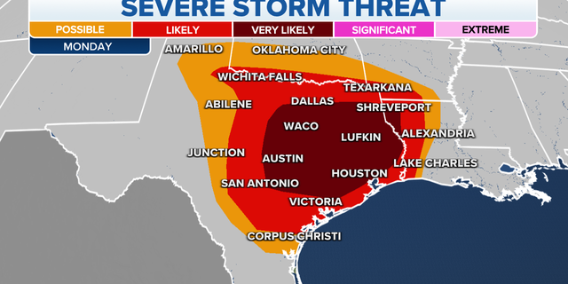 The severe storm threat for Monday.