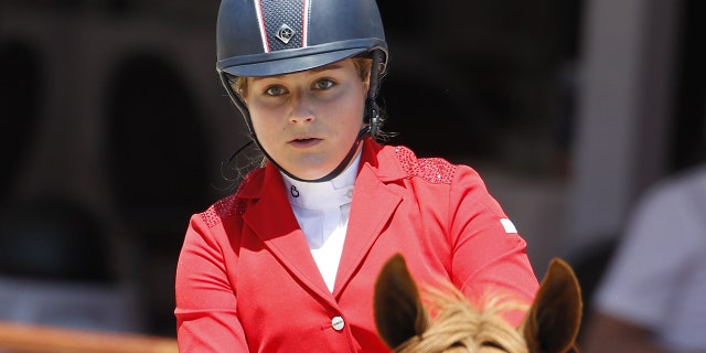 Russia's Sofia Abramovich competing in the 2015 Monaco International Horse Jumping competition. The equestrian is the daughter of Roman Abramovich, owner of the Chelsea Premier League Football Club.